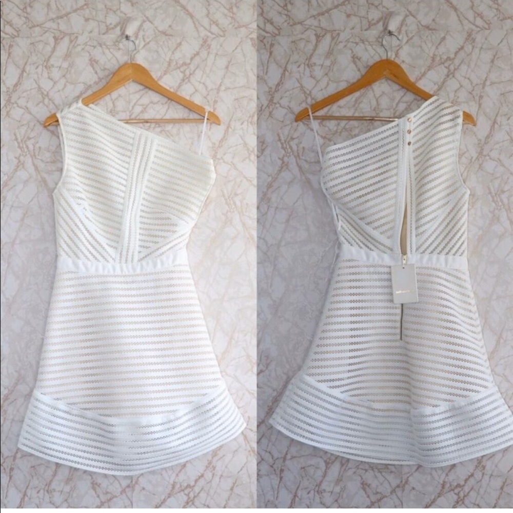 NWT Self-Portrait white asymmetrical dress UK8 US4